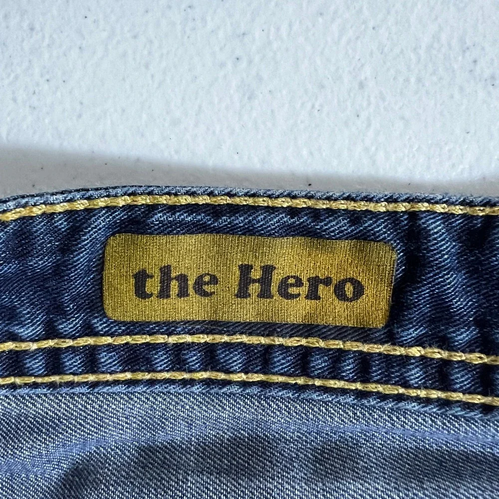 AG Adriano Goldschmied The Hero Solid Jeans Blue Relaxed Straight Leg Size 38x34
